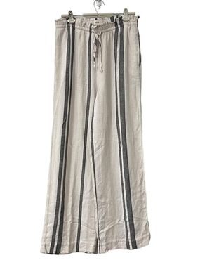 cloth & stone Cream Pants with Black Striped Panels